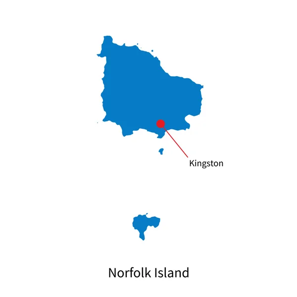 Podrobné vektorová mapa ostrov norfolk a hlavního města kingston — Stockový vektor