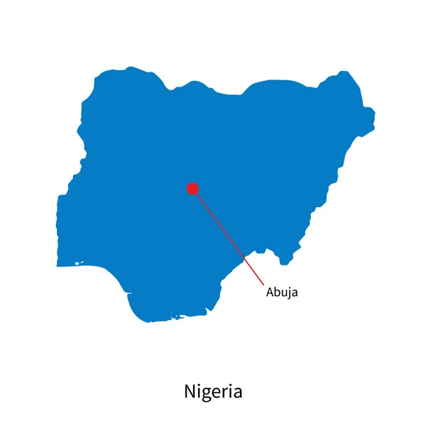 Mapa vectorial detallado de Nigeria y capital Abuja — Vector de stock