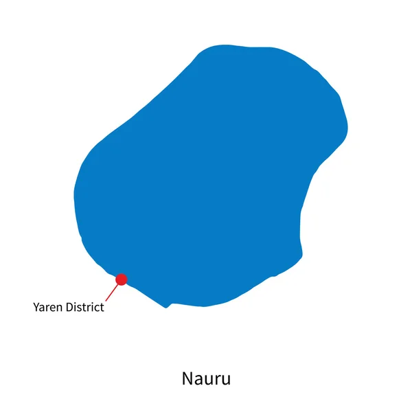 Detailed vector map of Nauru and capital city Yaren District — Stock Vector