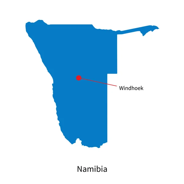 Detailed vector map of Namibia and capital city Windhoek — Stock Vector