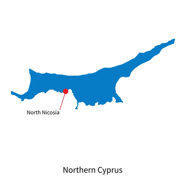 Διάνυσμα λεπτομερή χάρτη της Βόρειας Κύπρου και πρωτεύουσα πόλη Βόρεια Λευκωσία — Διανυσματικό Αρχείο