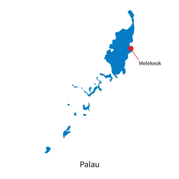 Detaillierte Vektorkarte von Palau und der Hauptstadt Melekeok — Stockvektor