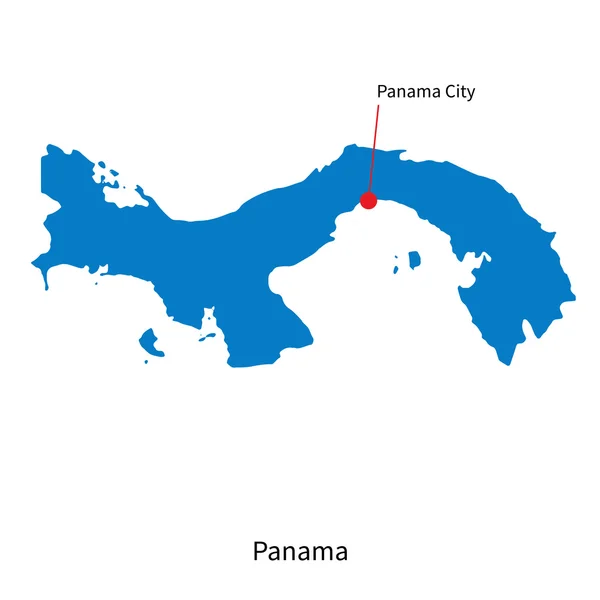 Mappa vettoriale dettagliata di Panama e capitale Panama City — Vettoriale Stock