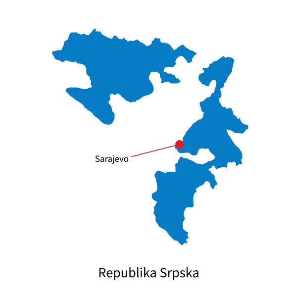 Mappa vettoriale dettagliata della Repubblica Srpska e della capitale Sarajevo — Vettoriale Stock