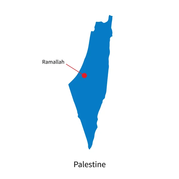 Mapa vetorial detalhado da Palestina e capital Ramallah —  Vetores de Stock