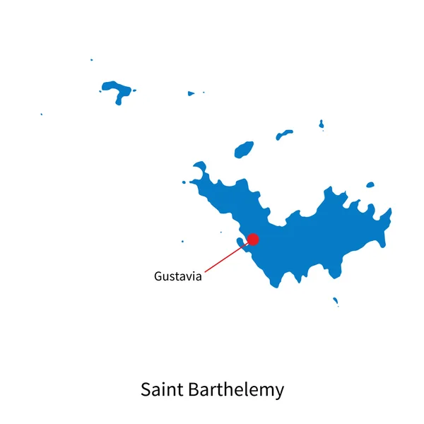 Detailed vector map of Saint Barthelemy and capital city Gustavia — Stock Vector