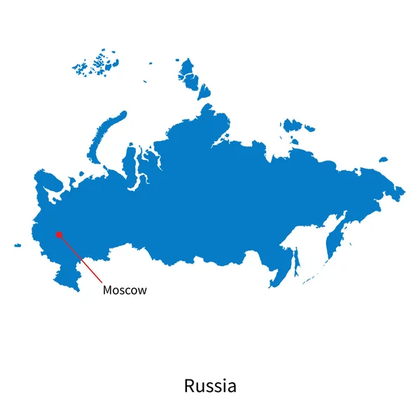 Mappa vettoriale dettagliata della Russia e della capitale Mosca — Vettoriale Stock