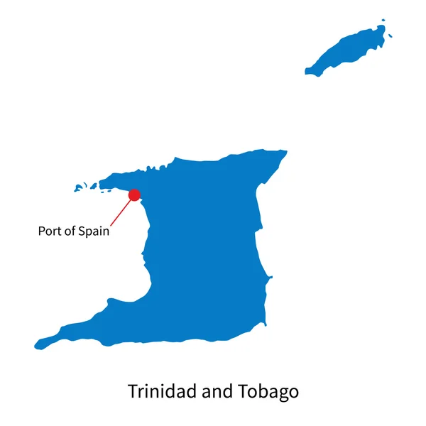 Gedetailleerde vector kaart van trinidad en tobago en hoofdstad stad poort van Spanje — Stockvector