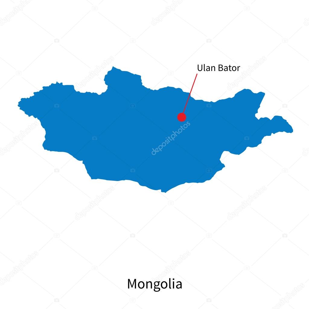 Detailed vector map of Mongolia and capital city Ulan Bator — Stock Vector © tkacchuk 52568163