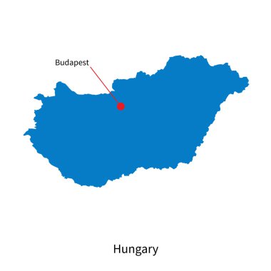 Macaristan ve başkenti şehir Budapeşte Haritası detaylı vektör