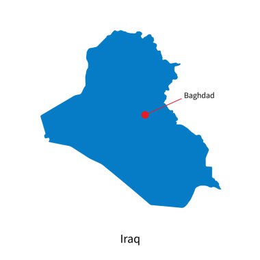 Irak ve başkenti şehir Bağdat Haritası detaylı vektör