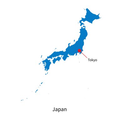 Japonya ve capital city tokyo Haritası detaylı vektör