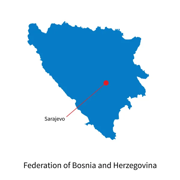 Mapa vectorial detallado de Federación de Bosnia y Herzegovina y capital Sarajevo — Vector de stock