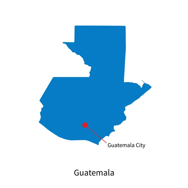 Gedetailleerde vector kaart van guatemala en hoofdstad stad guatemala city — Stockvector
