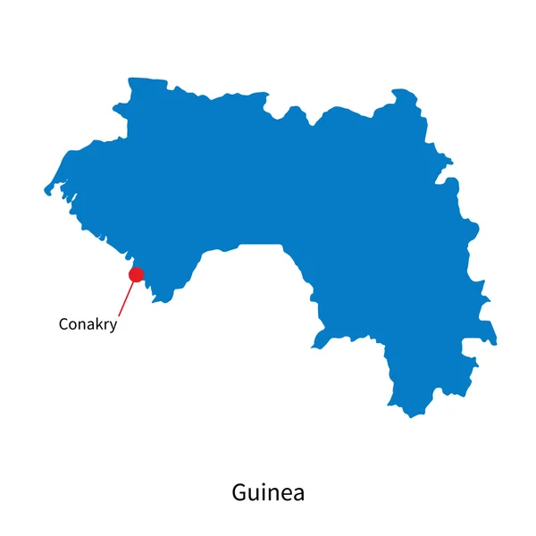 Detailed vector map of Guinea and capital city Conakry — Stock Vector