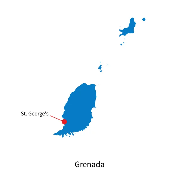 Mapa vectorial detallado de Granada y capital St. Georges — Archivo Imágenes Vectoriales