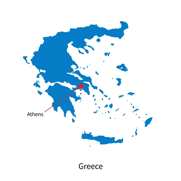 Mapa vectorial detallado de Grecia y capital Atenas — Vector de stock