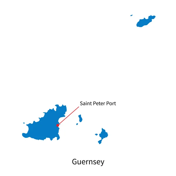 Detaillierte Vektorkarte von Guernsey und der Hauptstadt Saint Peter Port — Stockvektor