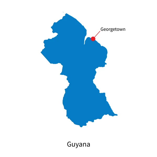 Mapa vectorial detallado de Guyana y ciudad capital Georgetown — Vector de stock