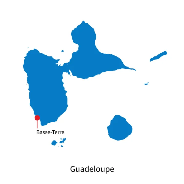 Mapa vetorial detalhado de Guadalupe e capital Basse-Terre — Vetor de Stock