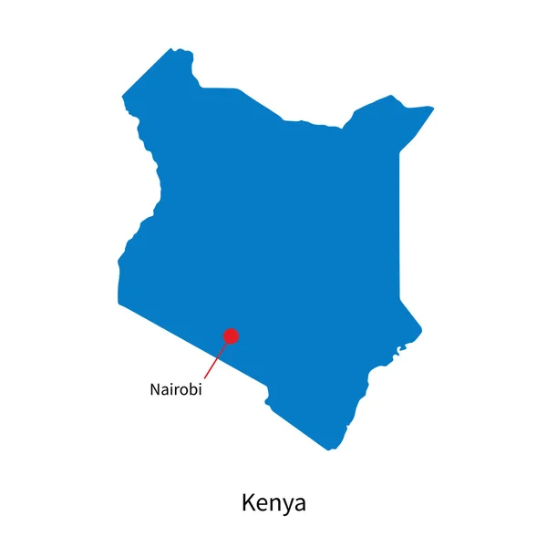 Mapa vectorial detallado de Kenia y capital Nairobi — Vector de stock