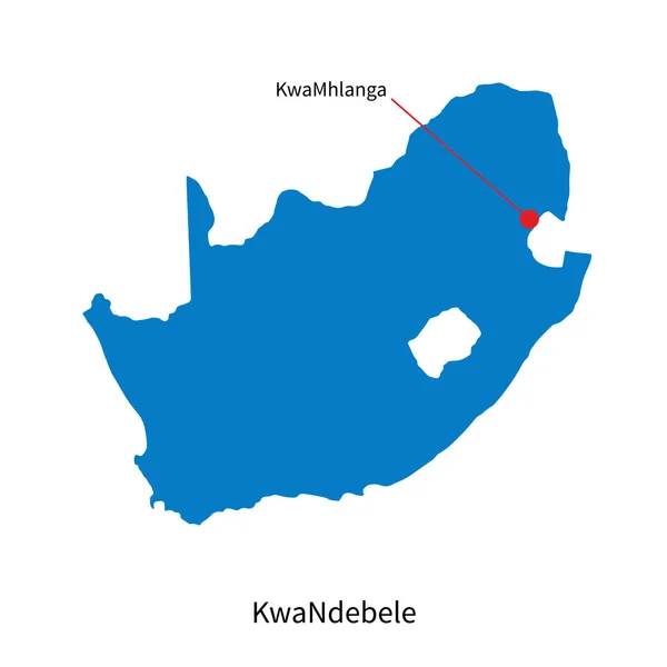 Detaillierte Vektorkarte von Kwandebele und der Hauptstadt Kwamhlanga — Stockvektor