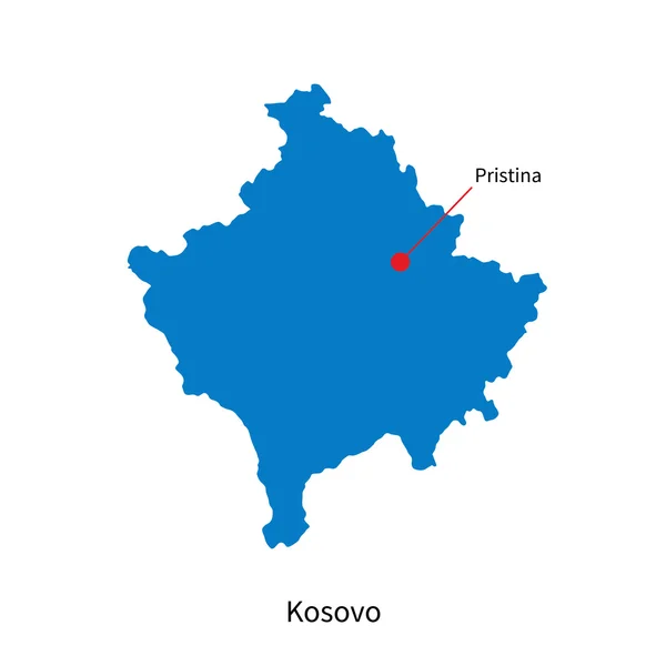 Detaljerad vektor karta över kosovo och huvudstaden pristina — Stock vektor