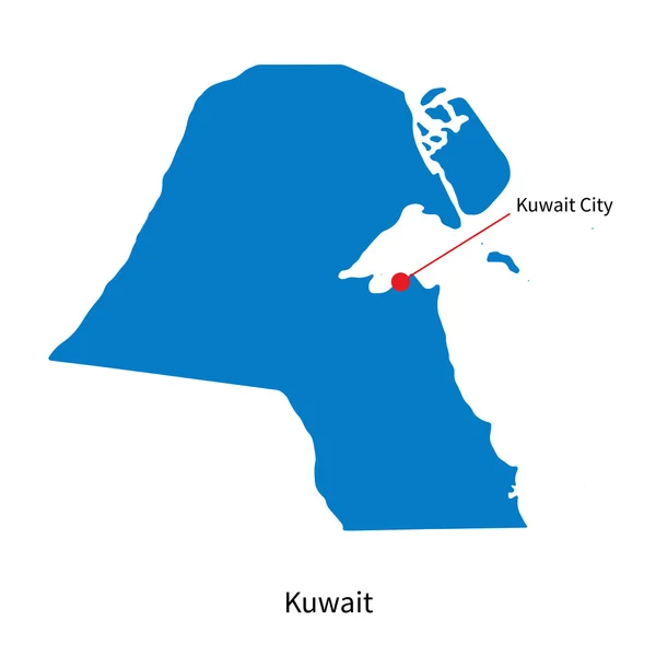 Detailed vector map of Kuwait and capital city Kuwait City — Stock Vector