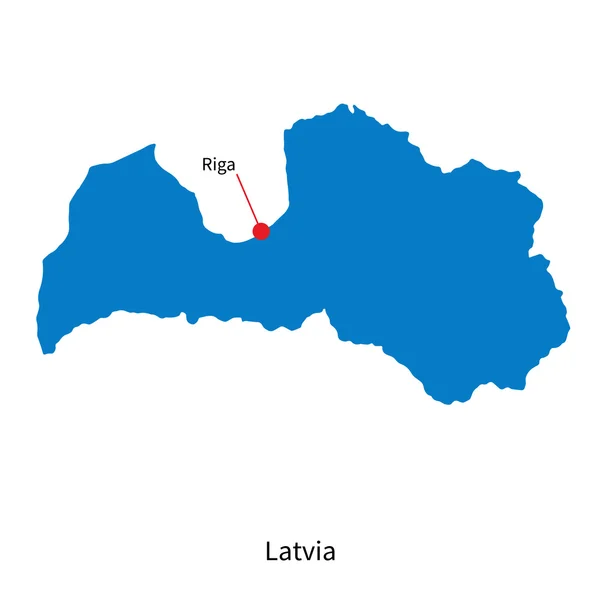 Mapa vectorial detallado de Letonia y capital Riga — Archivo Imágenes Vectoriales