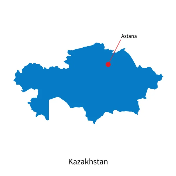 Mapa vectorial detallado de Kazajstán y capital Astana — Vector de stock