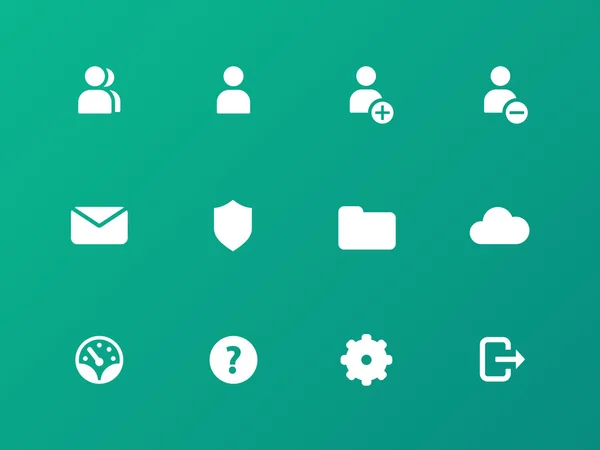 Användarens konto ikoner på grön bakgrund. — Stock vektor