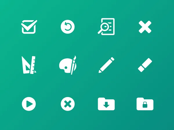 Iconos de interfaz de aplicación sobre fondo verde . — Vector de stock
