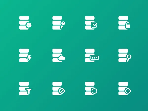 Iconos de base de datos sobre fondo verde . — Vector de stock