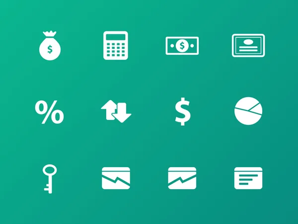 Economy icons on green background. — Stock Vector