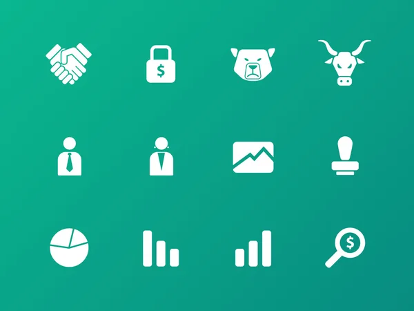 Finance icons on green background. — Stock Vector