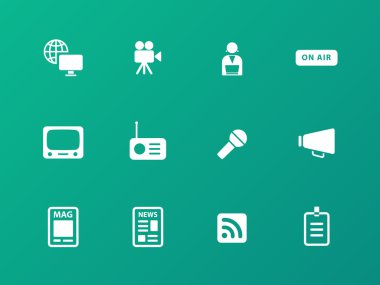 Media icons on green background. clipart