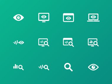 Yeşil arka plan üzerinde izleme simgeleri.