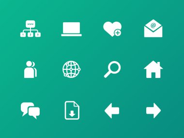 Yeşil arka plan ağ simgeleri.