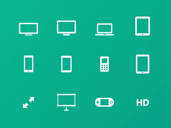 Screens icons on green background. — Stock Vector