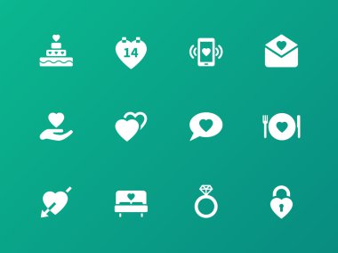 Yeşil zemin üzerine simgeleri seviyorum.