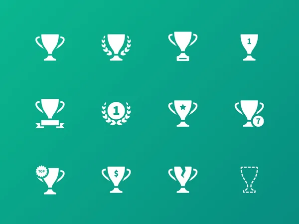 Awards icons on green background. — Stock Vector