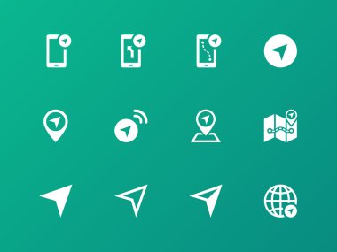 Yeşil arka plan Navigator simgeleri.