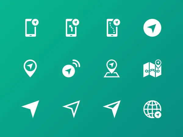 Navigator icons on green background. — Stock Vector