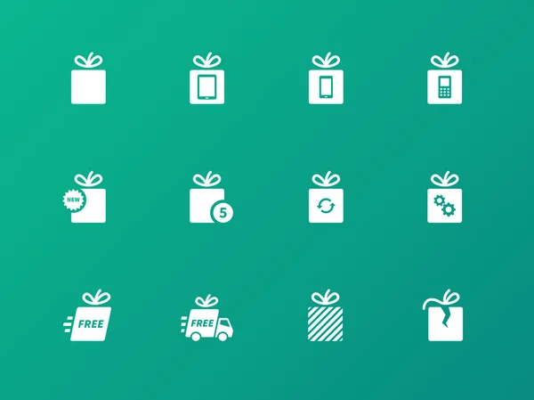 Caja de regalo vectorial sobre fondo verde . — Vector de stock