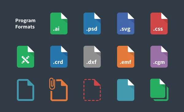 Set of Program File Formats and Labels icons. — Stock Vector