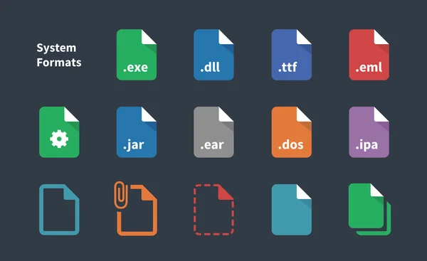 Set of System File Formats icons. — Stock Vector