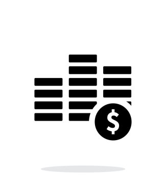 Beyaz arka plan üzerinde paralar basit simgesiyle yığını.