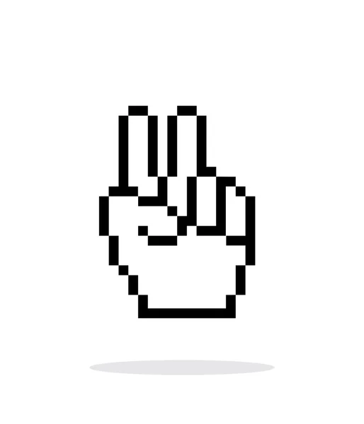 Pixel icône de la main de victoire sur fond blanc . — Image vectorielle