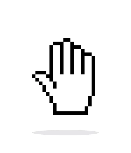 5 本の指。白い背景のピクセル手カーソル アイコン. — ストックベクタ