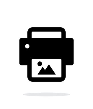 Beyaz arka plan üzerinde fotoğraf yazdırma simgesi.